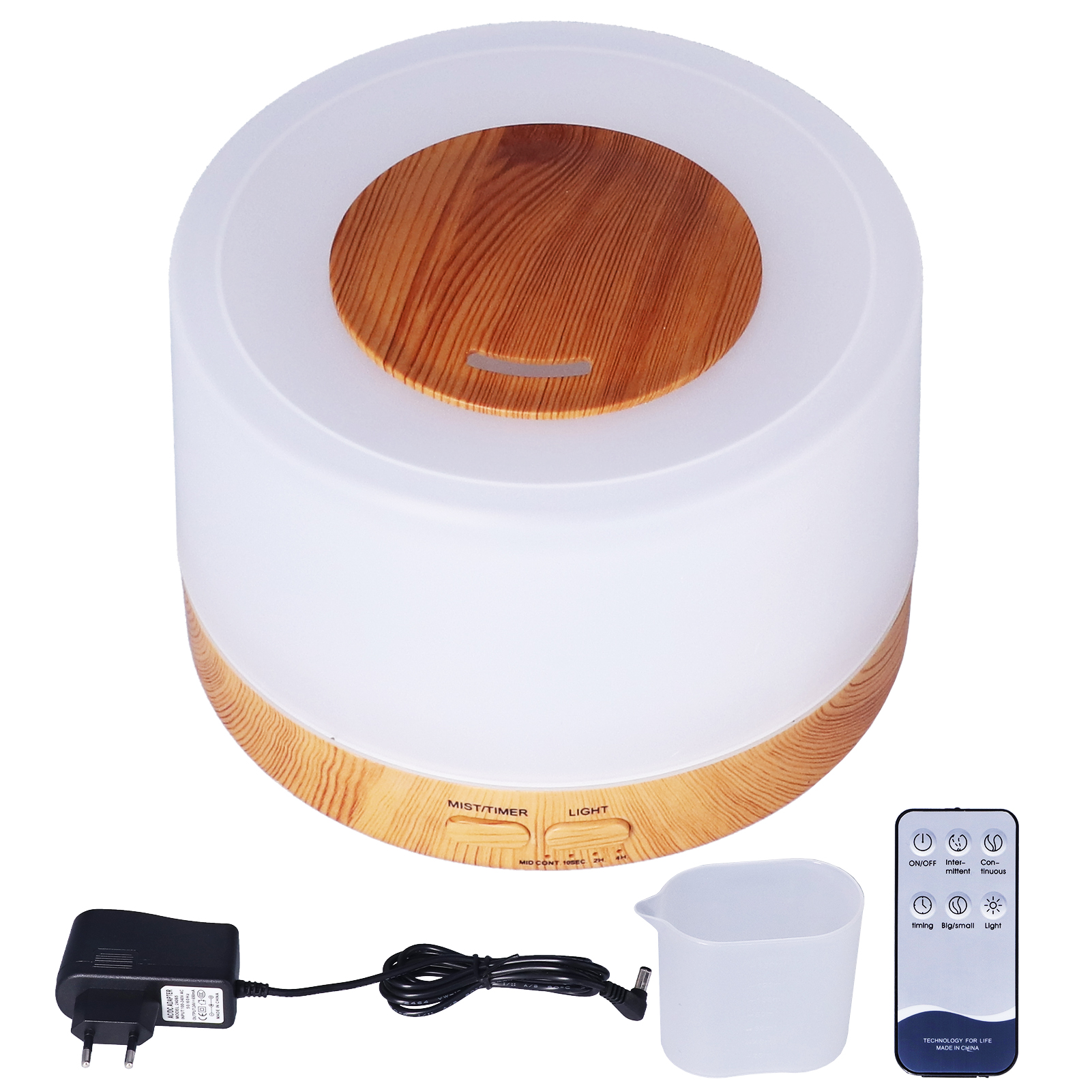 500-ml-diffusor Für Ätherische Öle Mit Fernbedienung, Farbenfroher Ultraschall-luftbefeuchter Mit Abs-holzoptik Für Zuhause, Eu-stecker 100–240 V
