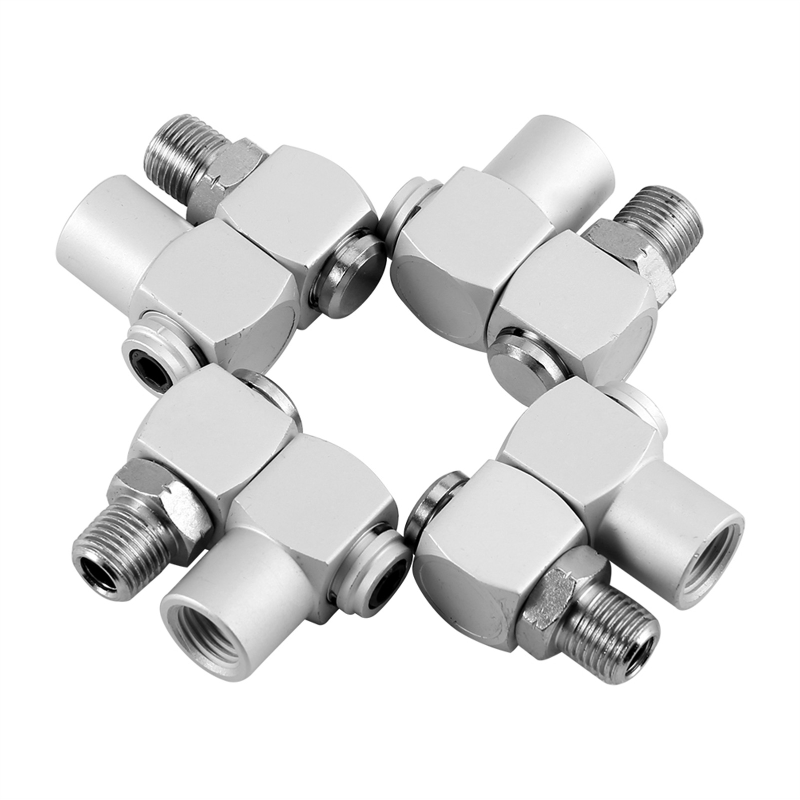Satz Mit 4 Aluminium-luftschlauchadaptern 1/4" 360°-universalkugelgelenk