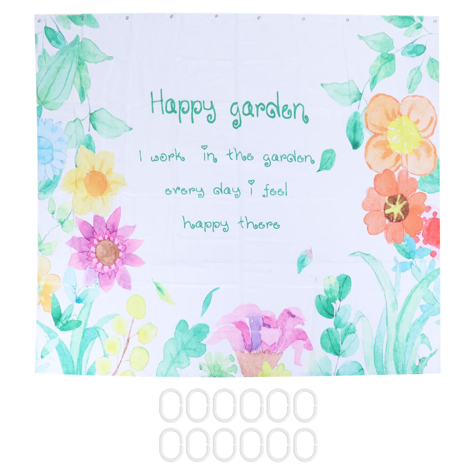 Duschvorhang Mit Blumenmuster, Sommerliches Design, Wasserdichtes Polyester, Badezimmerdekoration, 1,8 X 2 M Mit 12 Haken