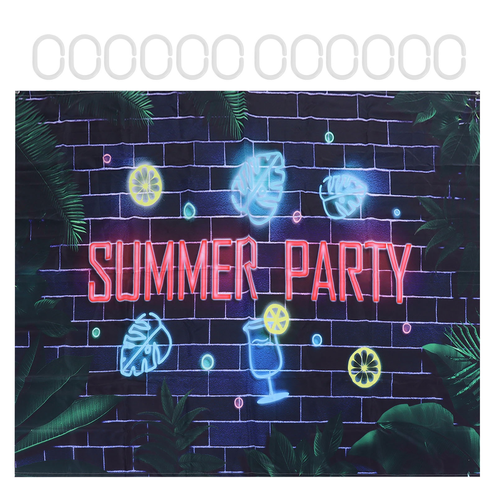 Sommerlicher Duschvorhang Mit Muster, Wasserdichtes Polyester, Kein Bohren Erforderlich, Mit Haken (180 X 180 Cm)