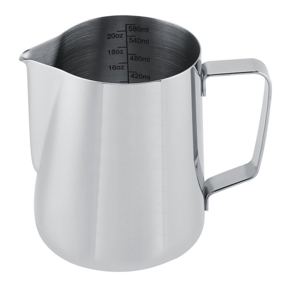 600 Ml Milchkännchen Aus Edelstahl 304 Für Latte Art, Tropffreie Karaffe Mit Skala