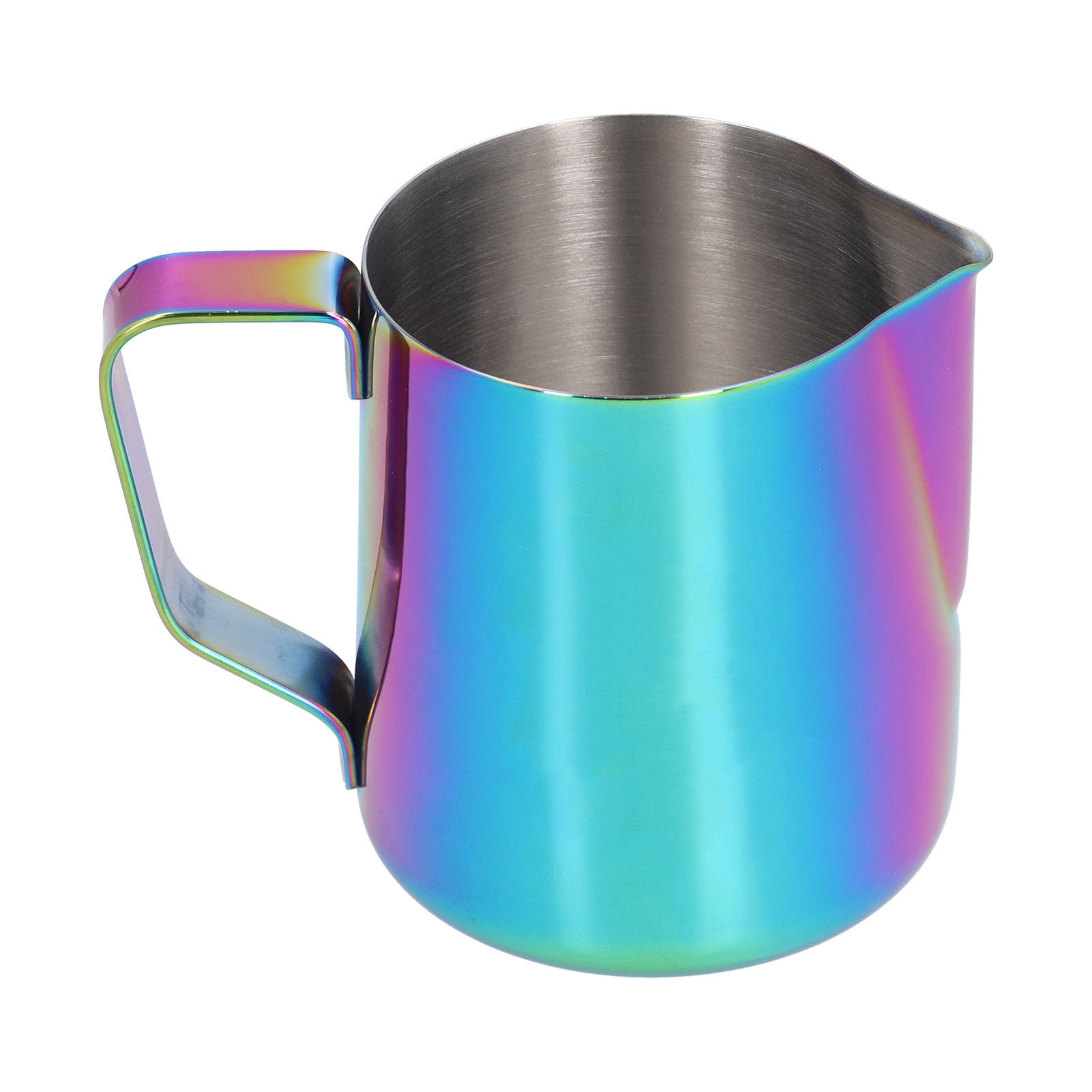 Milchkanne Aus Edelstahl 304 Mit Innenliegender Graduierung, Farbigem, Spitzem Ausgießer, Für Den Hausgebrauch, 350 Ml (mit Etikett)