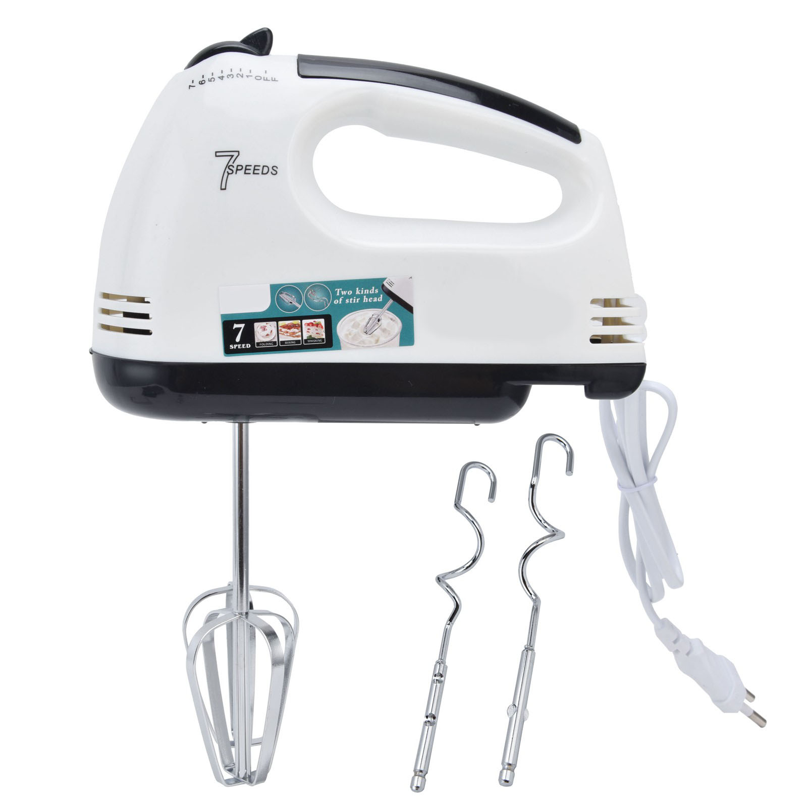 Tragbarer Elektrischer Schneebesen Mit 7 Einstellbaren Geschwindigkeitsstufen Für Die Heimische Küche, Aus Edelstahl Und Kunststoff, 260 W