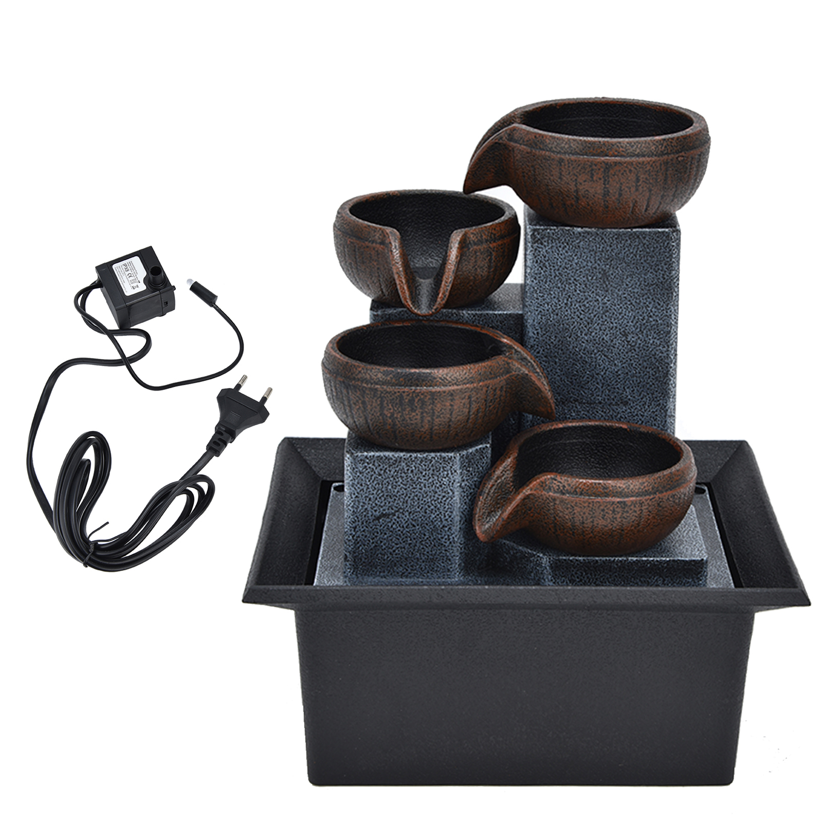 Dekorativer Tischbrunnen Mit Gelber Led-beleuchtung, Feng-shui-entspannungsdekoration, Bürodekoration, Eu-stecker Ac 220–240 V
