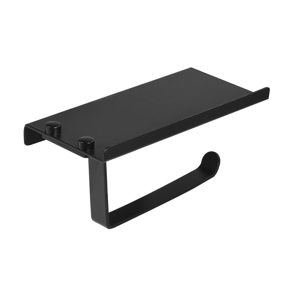 Toilettenpapierhalter Aus Aluminium Mit Wandhalterung Für Telefon, Schwarzes Zubehör