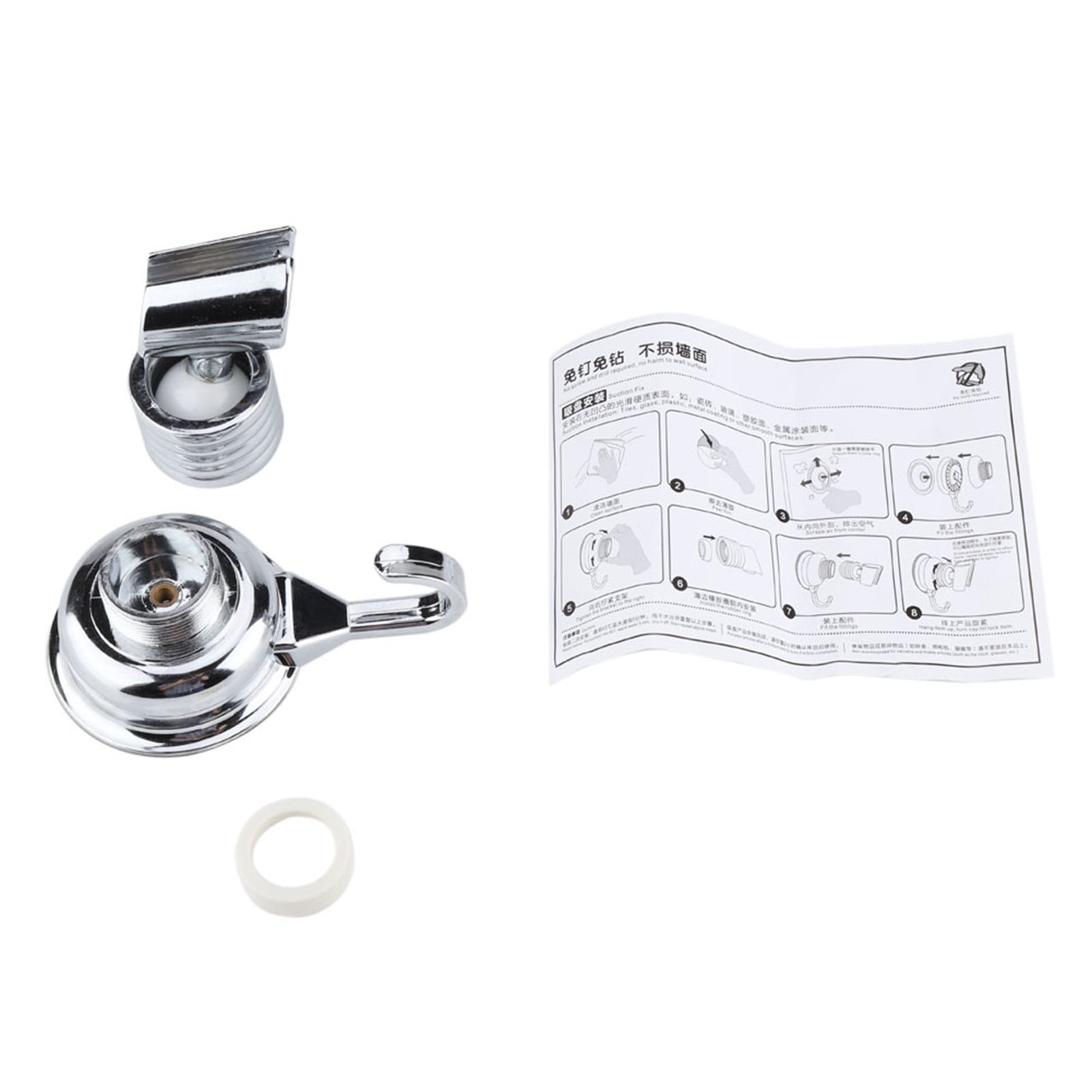 Verstellbarer Duschkopfhalter Mit Starkem Saugnapf Und Handtuchhaken, Wandhalterung Für Badezimmer, Verchromtes Pvc, Ø 6,6 Cm