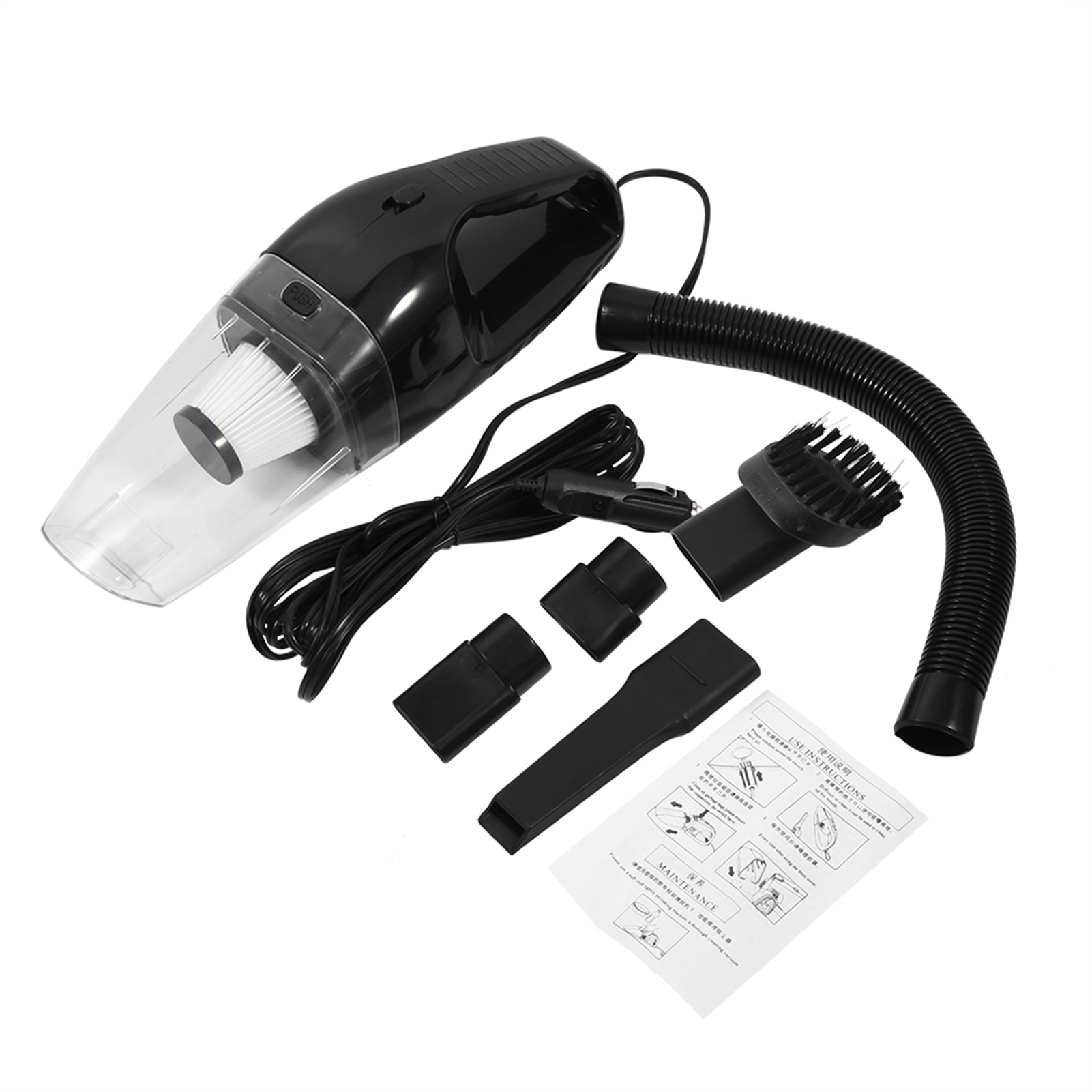 12v 120w Tragbarer Autostaubsauger, Handstaubsauger, Nass- Und Trockensauger, Mit 5m Kabel (schwarz)