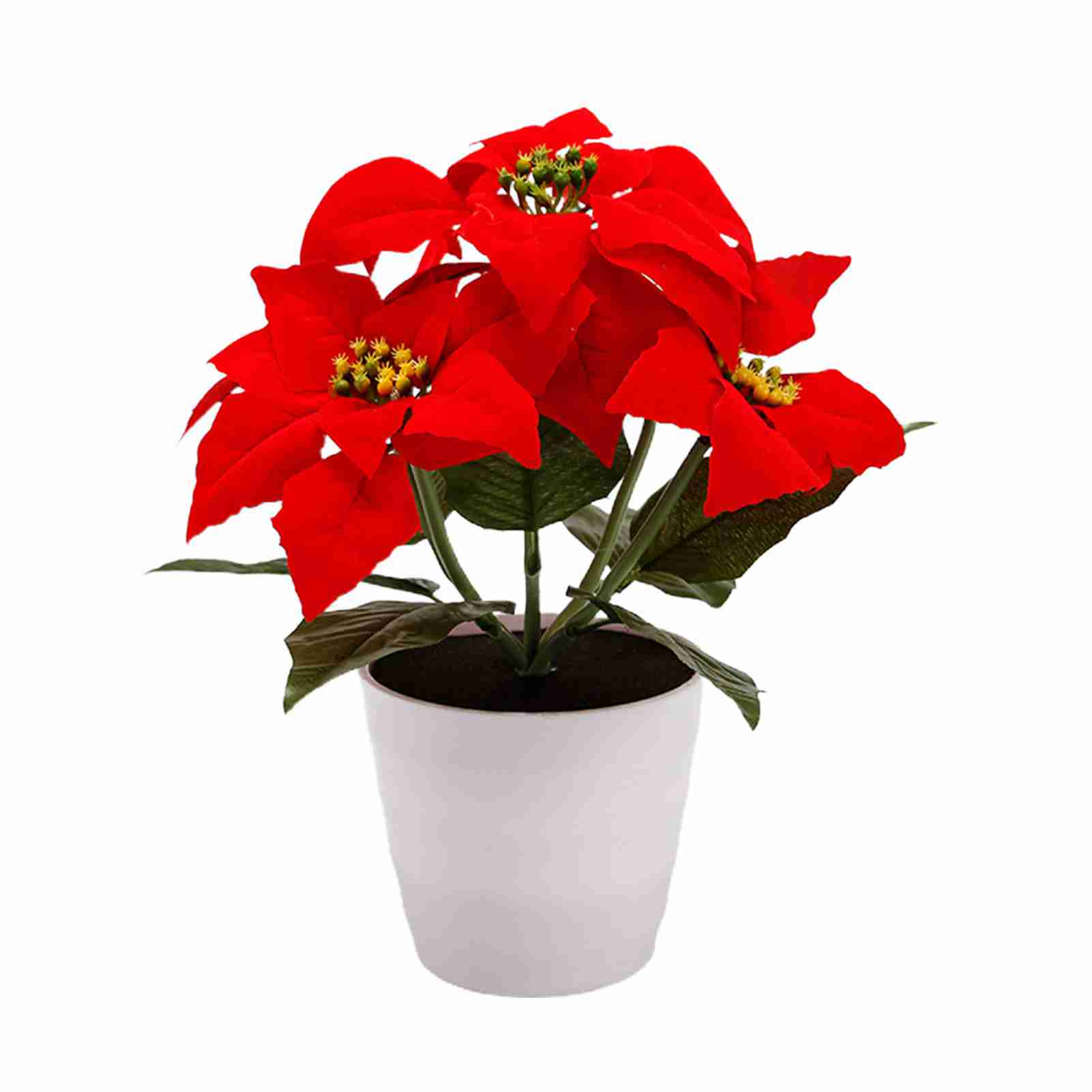 Künstliche Topfpflanze Mit Simulierter Weihnachtssternblume Und Dekorativer Led-tischleuchte Für Partys