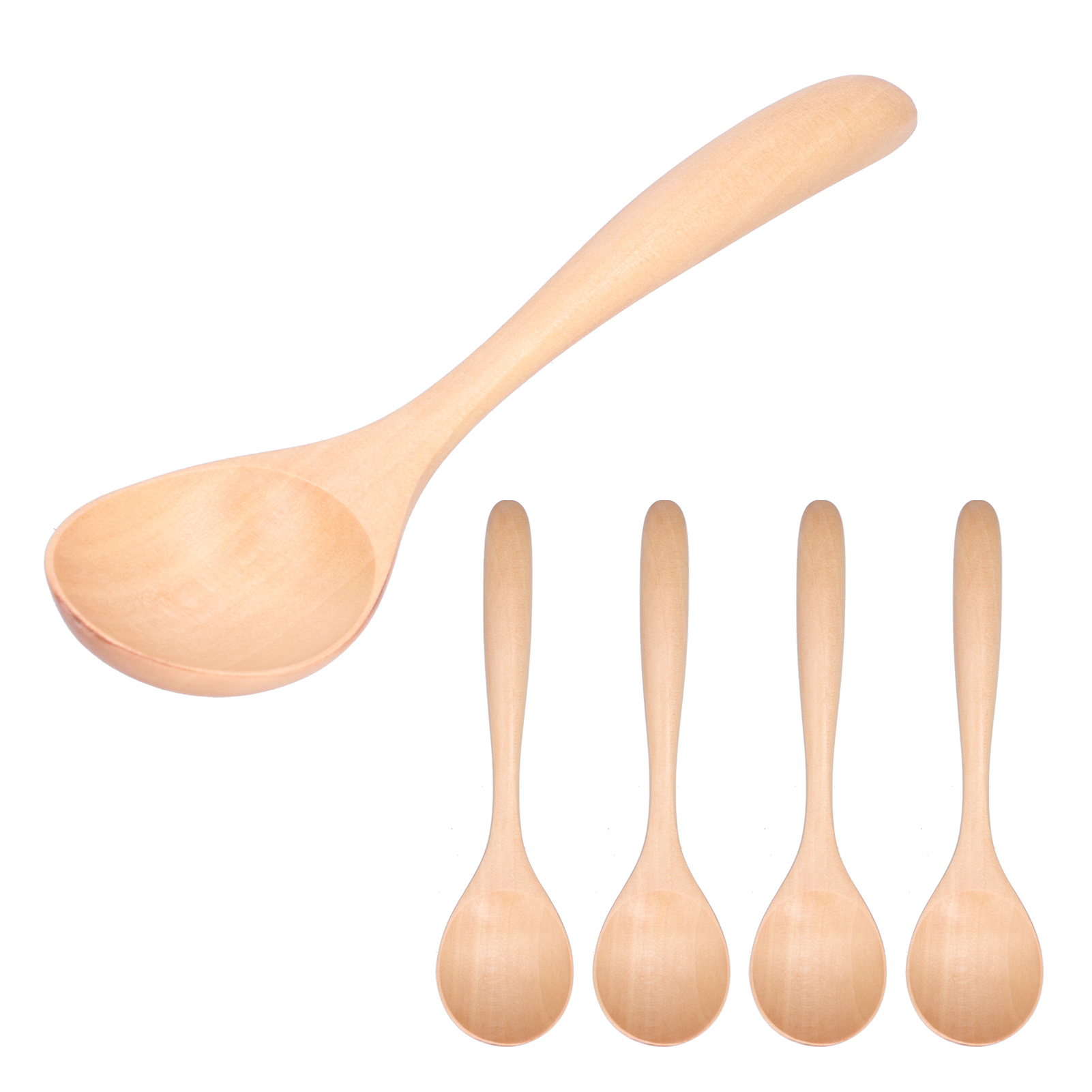 Set Mit 5 Hölzernen Suppenlöffeln Mit Langen Griffen Für Die Heimische Küche Und Restaurants