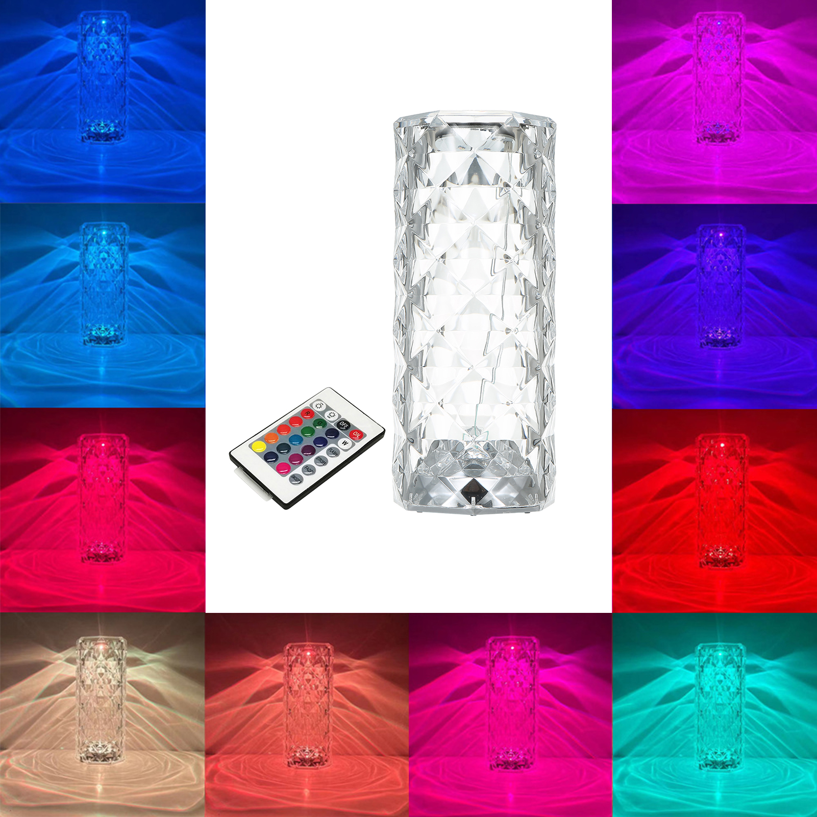 Acryl-tischleuchte Mit Fernbedienung, 16 Lichtfarben, Einstellbarer Helligkeit, 4 Modi, Usb-aufladbar, Dekorative Kristall-nachttischlampe Fürs Schlafzimmer, Nachtlicht