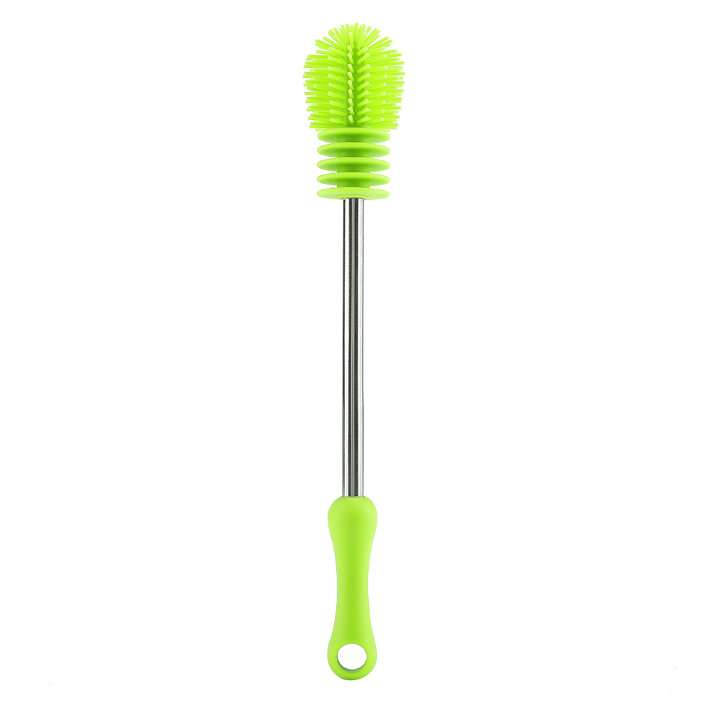 360° Drehbare Silikon-flaschenbürste Mit Rutschfestem Griff Für Die Küchenreinigung Und Zum Abwaschen, Grün, 27 Cm