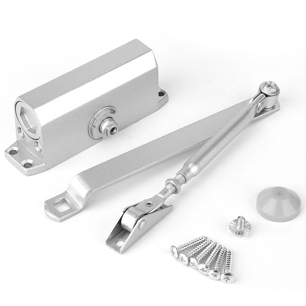 Silberner Türschließer Mit Einstellbarem, Feuerfestem Feststellmechanismus (25-35 Kg) Für Türen Mit Einer Breite Von 700-900 Mm, Rahmen 162x19 Mm, 1-stunden-/1-minuten-zyklen