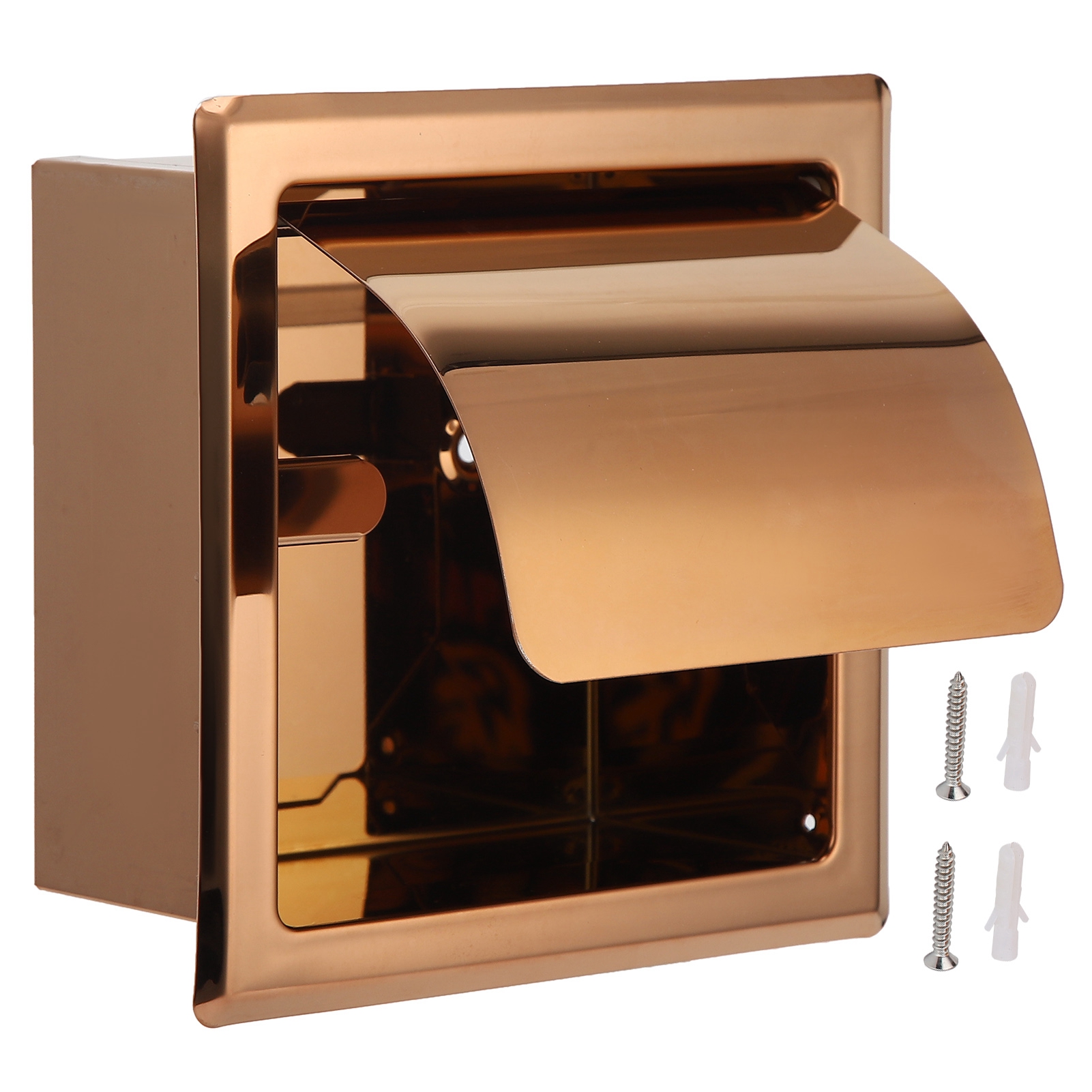 Versenkbarer Toilettenpapierhalter Aus Edelstahl 304, Toilettenpapierhalter Für Bad Und Hotel, Roségold, 16 X 16 Cm