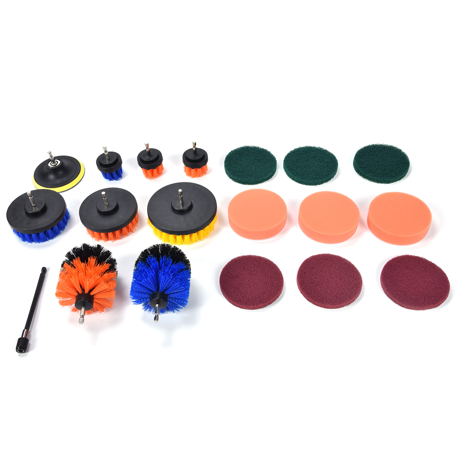Set Mit 19 Bohrmaschinenbürstenaufsätzen Inklusive Waschpads, Schwämmen, Kunststoff- Und Nylonaufsätzen Zur Wand- Und Haushaltsreinigung