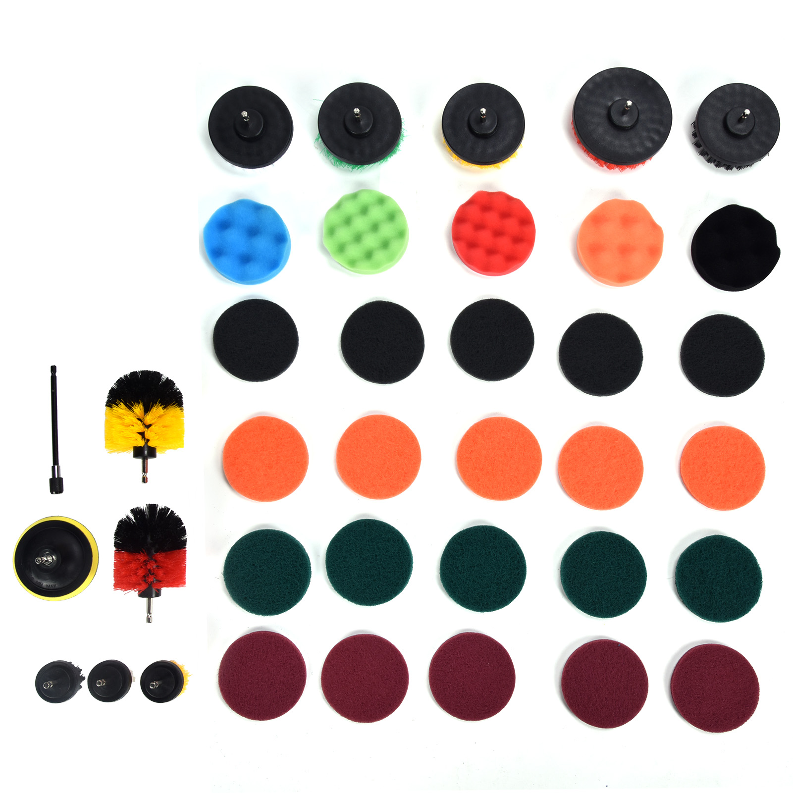 Set Mit 37 Bohrmaschinenbürstenaufsätzen Inklusive Schleifpads Und Schwämmen, Motorisiertes Reinigungsset Für Zuhause