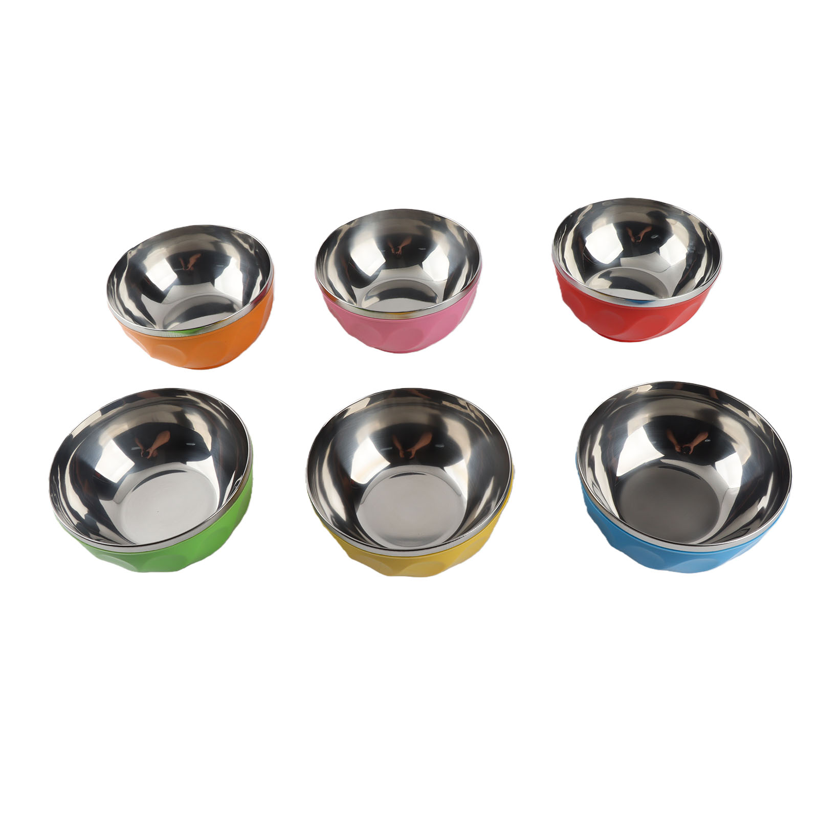 Set Aus 6 Farbigen Edelstahlschüsseln, Hitzebeständig, Für Salate Und Nudeln, Zum Kochen Zu Hause (15 Cm)