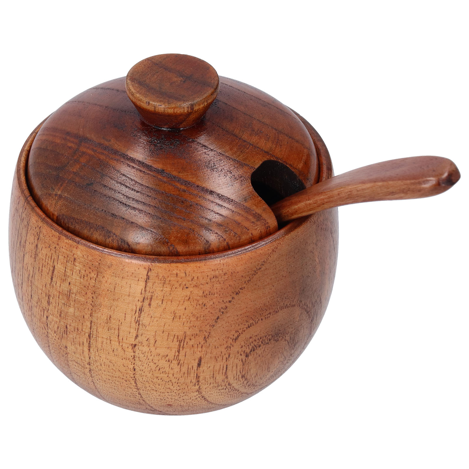 Gewürzdose Aus Holz Mit Löffel Und Deckel, Salzbehälter Für Küche Und Restaurant