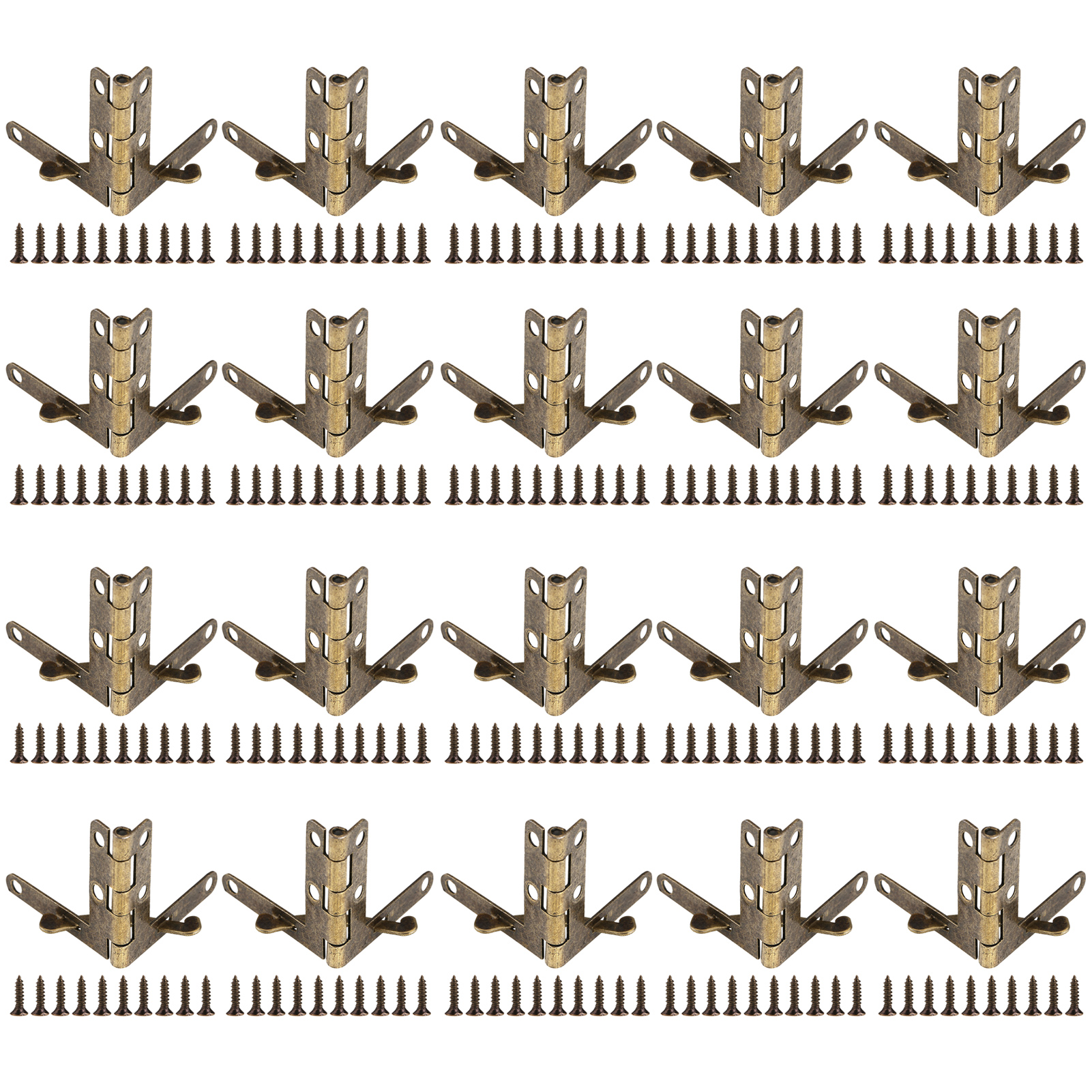 20 Stück 90°-winkelfederscharniere Für Schmuckkästchen, Weinkisten, Uhrenkästchen, Holzdeckel (bronze)