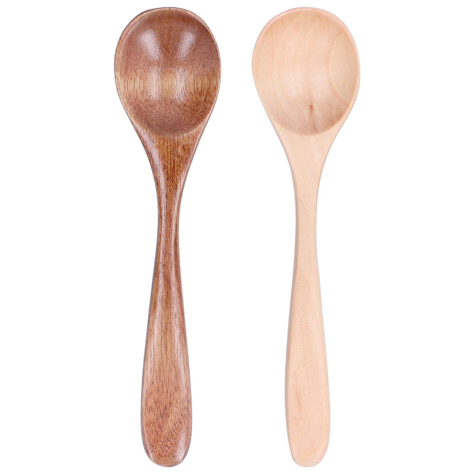 Set Aus 2 Holzlöffeln Mit Gebogenen Griffen, Kleine Rührspatel Für Die Küche Zu Hause Und Im Restaurant