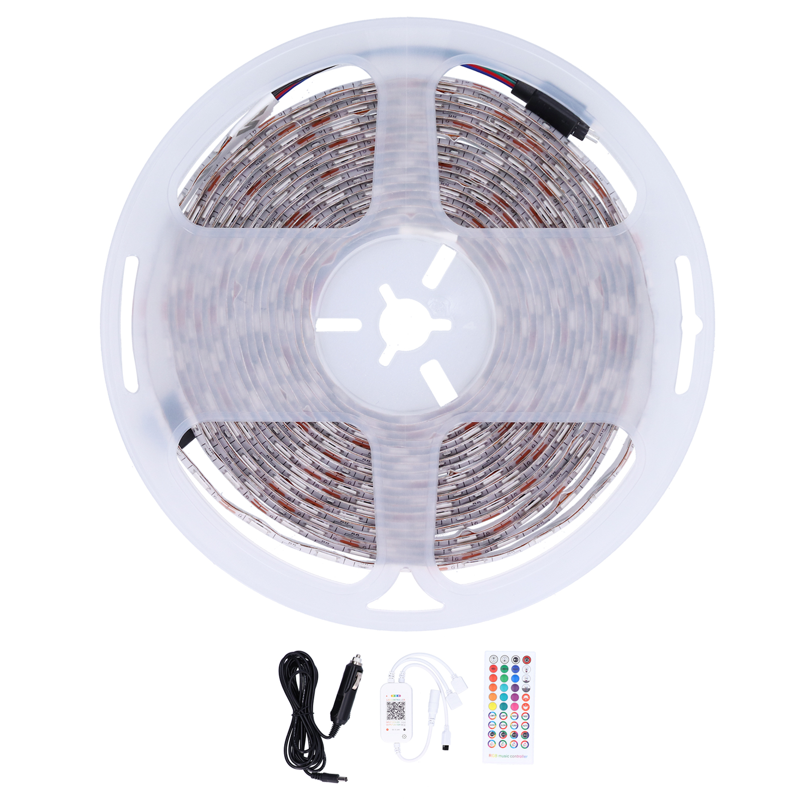 M Rgb-led-streifenleuchte, Wasserdicht, Farbmodus, Musiksteuerung, Steuerung Per App Mit 12-v-stromkabel, Kfz-zigarettenanzünder