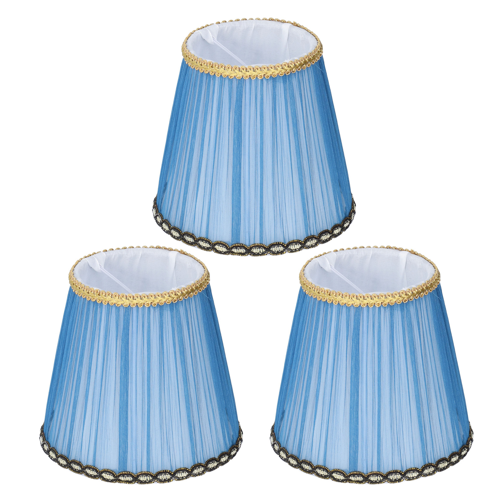 Set Mit 3 Aufsteckbaren E14-stofflampenschirmen Für Kerzenlampen, Deckenleuchten, Wandleuchten, Tischlampen, Innendekoration (dunkelblau)