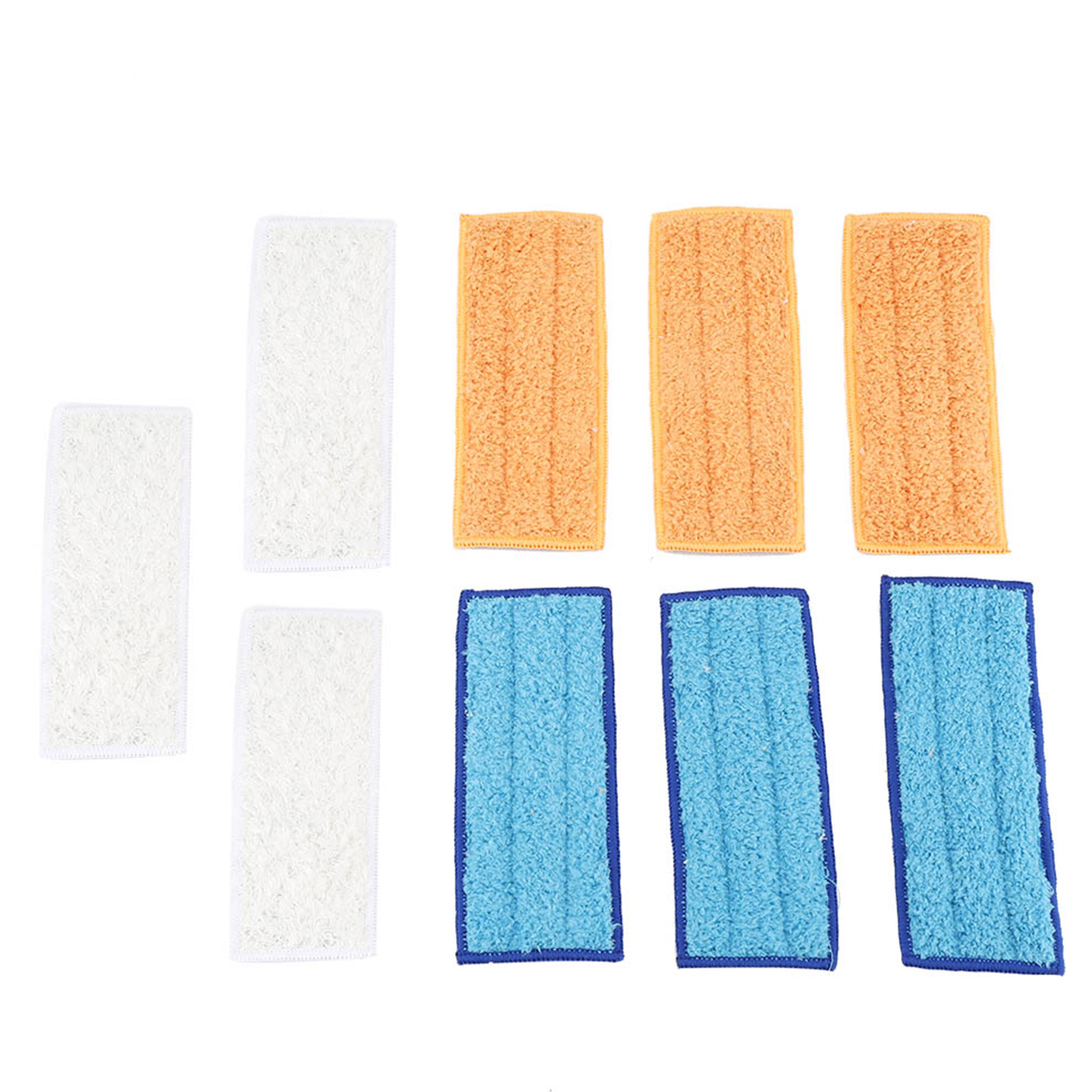 Set Mit 9 Waschbaren Mikrofaser-ersatzbezügen Für Flachmoppköpfe – 3 Weiße, 3 Orange, 3 Blaue, 17,5 X 7 Cm