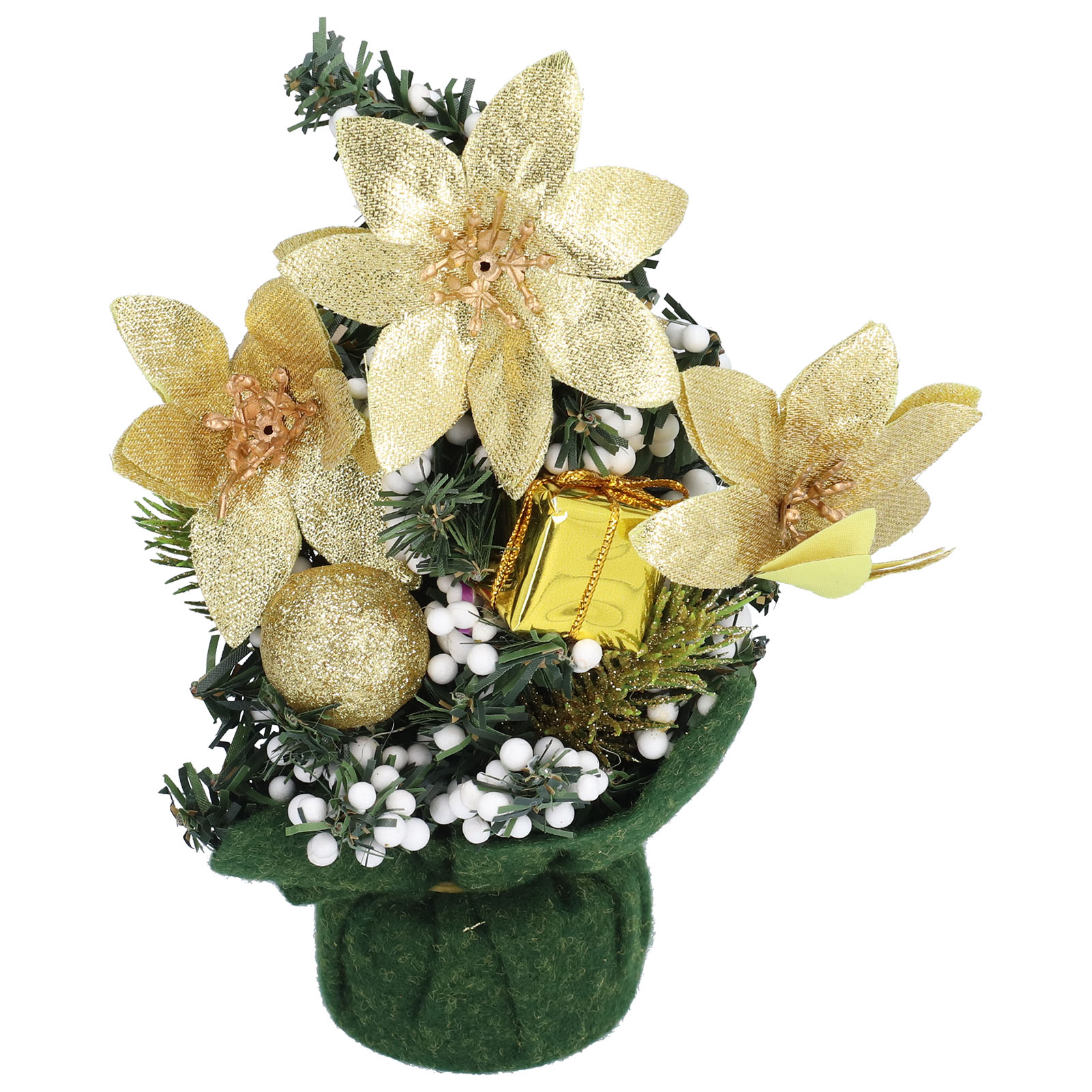 Künstlicher Mini-weihnachtsbaum, Bürodekoration, Klein, Leuchtende Farben, Hübscher Goldener Weihnachtsbaum, 20 Cm