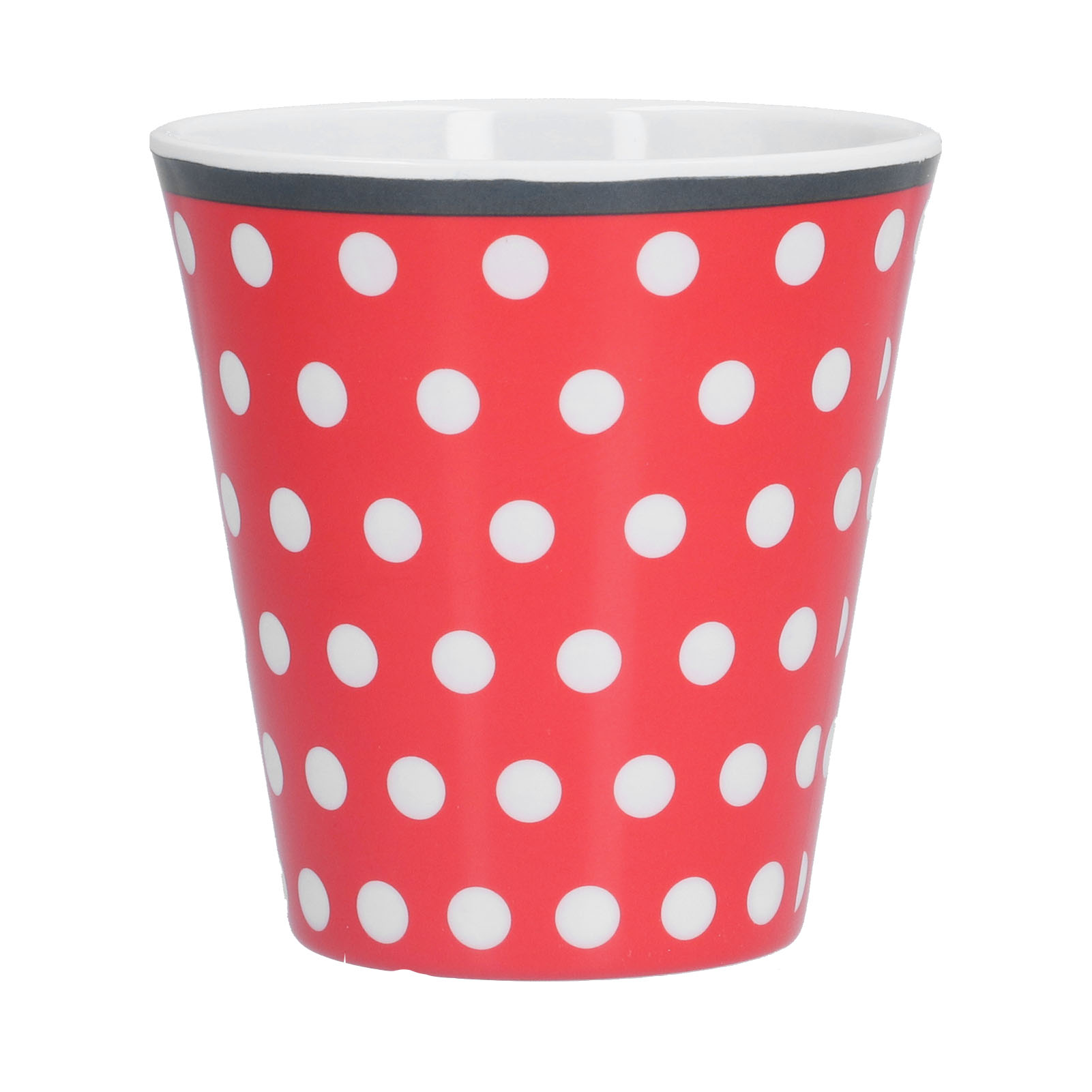Wasserbecher Aus Melamin In Porzellanoptik, 260 Ml, Kaffee-/milchbecher, Getränkebecher Für Restaurant Oder Schule, Rotes Punktmuster
