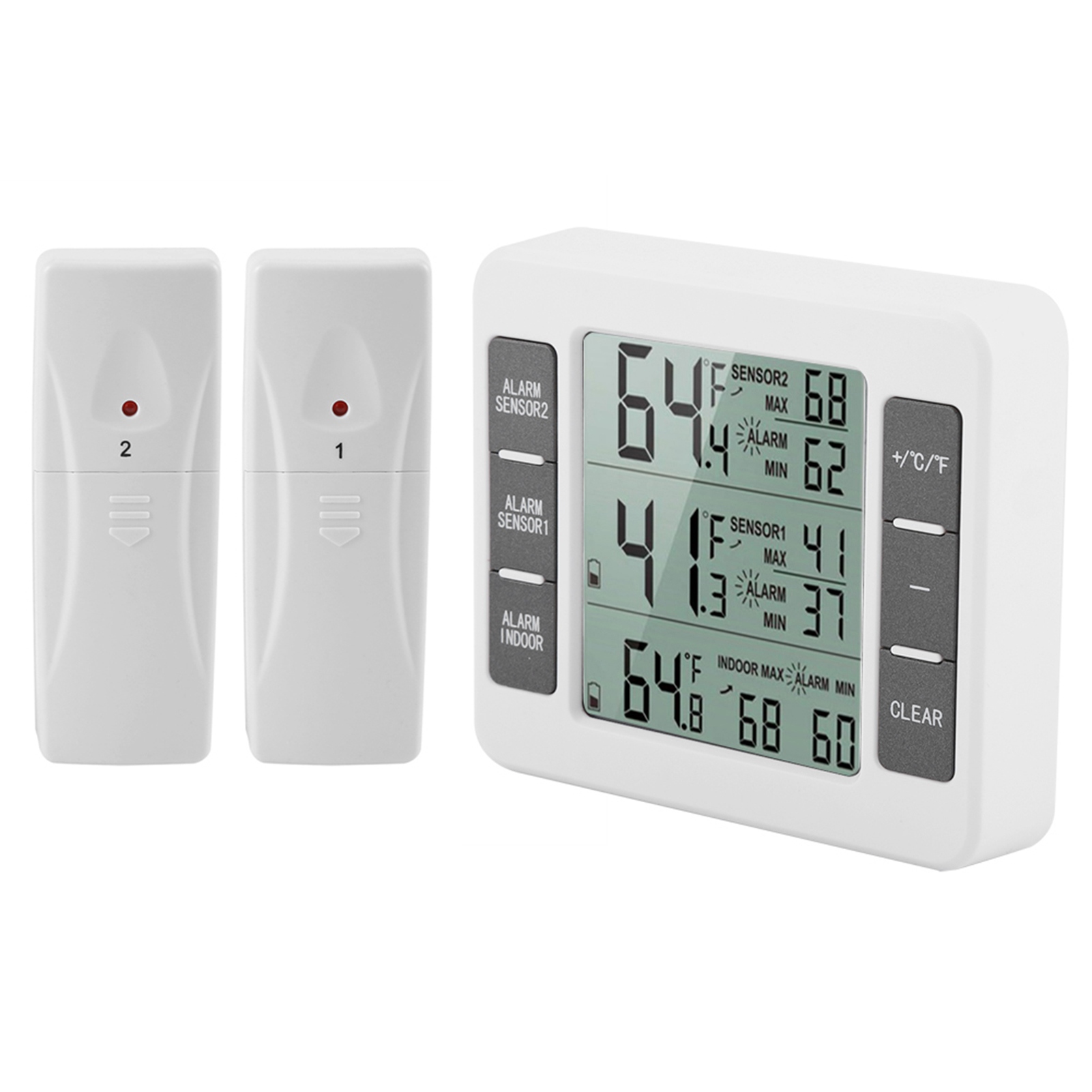 Kabelloses Digitales Kühlschrankthermometer Mit Akustischem Signal Und 2 Sonden, Min/max-anzeige