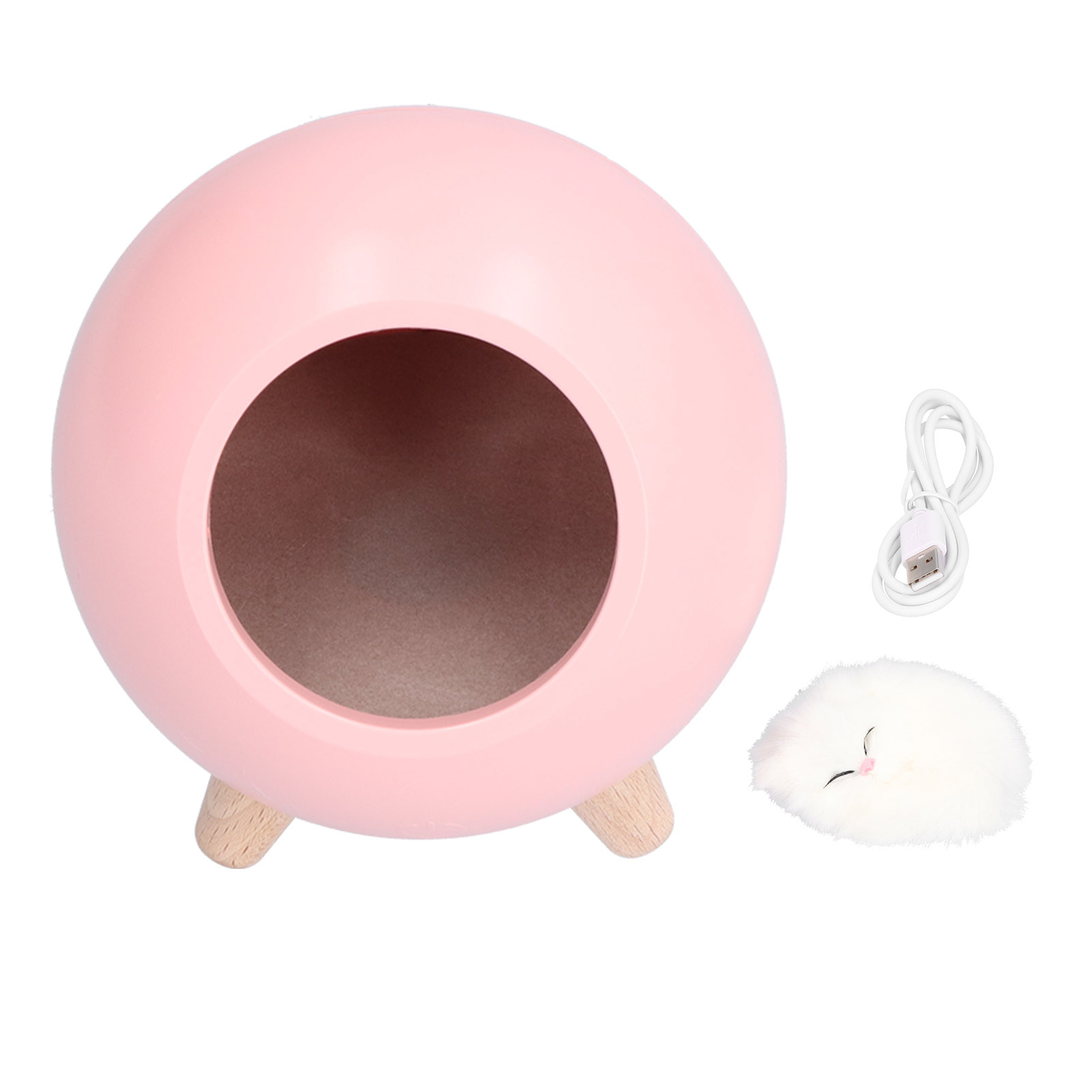 Miniatur-katzen-usb-stimmungslampe, Warmrosa Led-licht Für Mädchenzimmer Oder Nachttisch, Wiederaufladbares Touch-nachtlicht Mit 1200-mah-akku