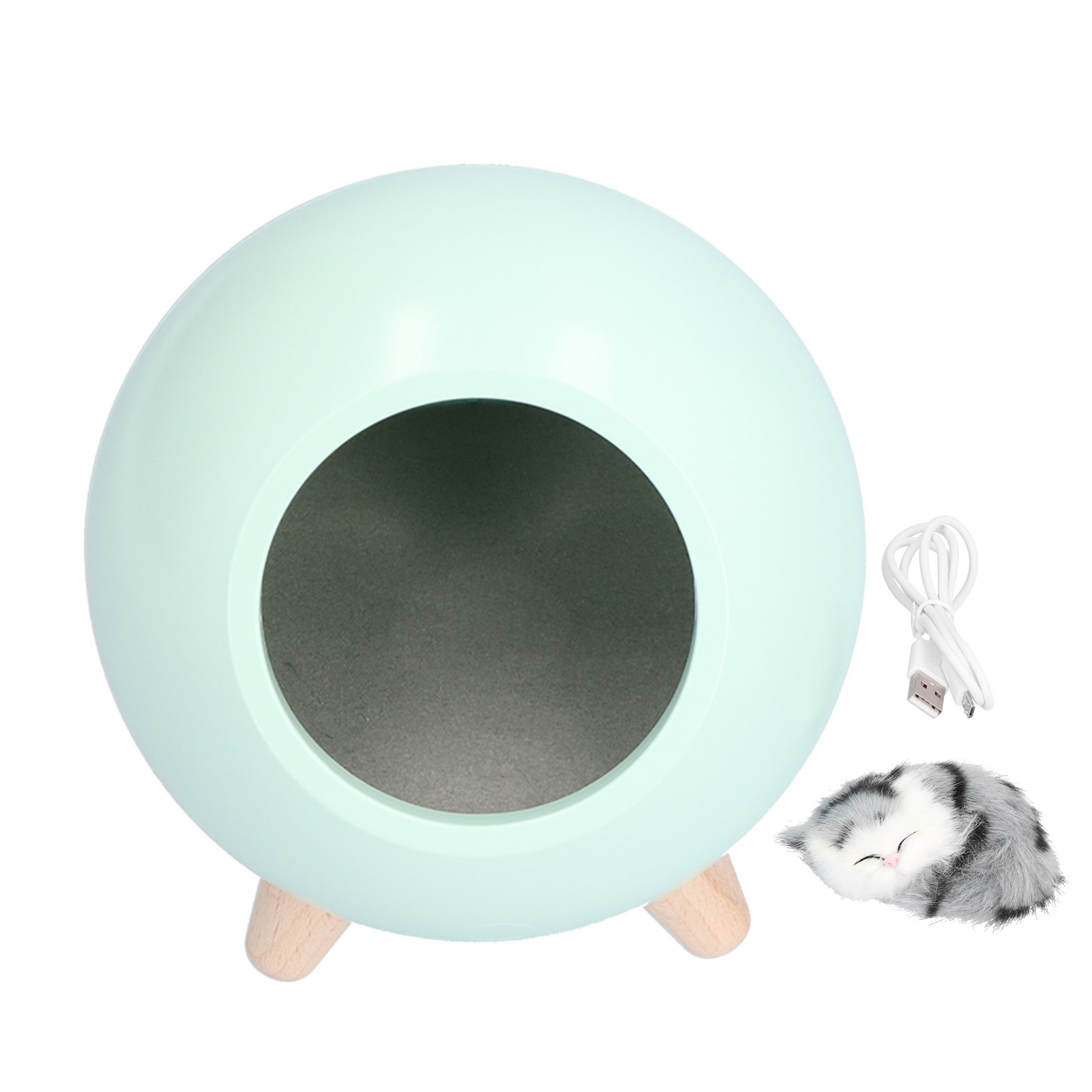 Usb-katzen-miniatur-led-nachtlicht, Warmgrünes Licht, Kinderzimmer, Mädchenzimmer, Touch-fähig, Wiederaufladbar, 1200 Mah