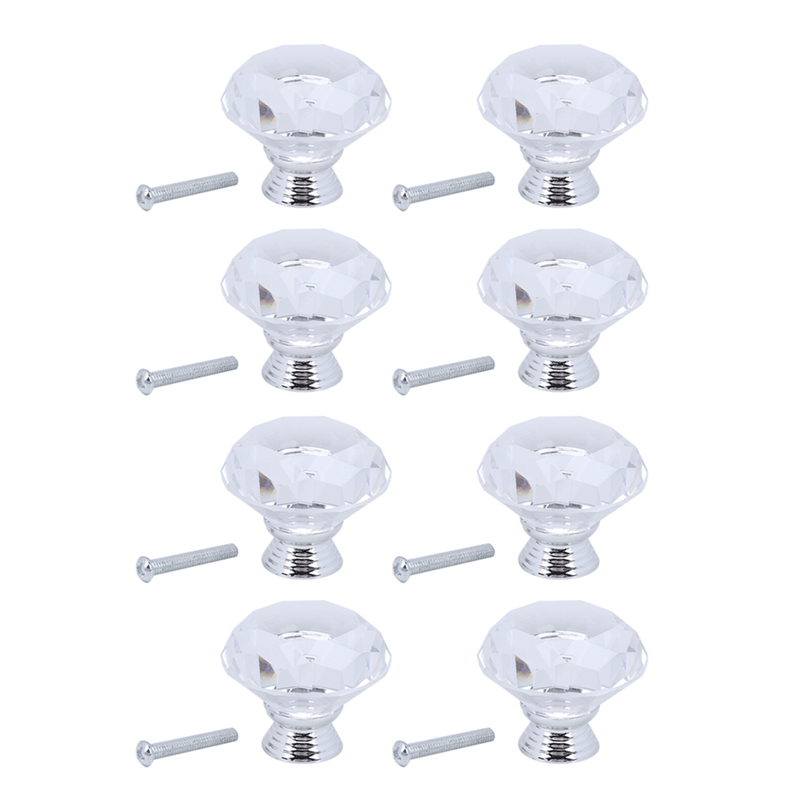 Set Mit 8 Türgriffen Aus Kristallglas, 40 Mm, Für Küchenschubladen Und Kleiderschränke.
