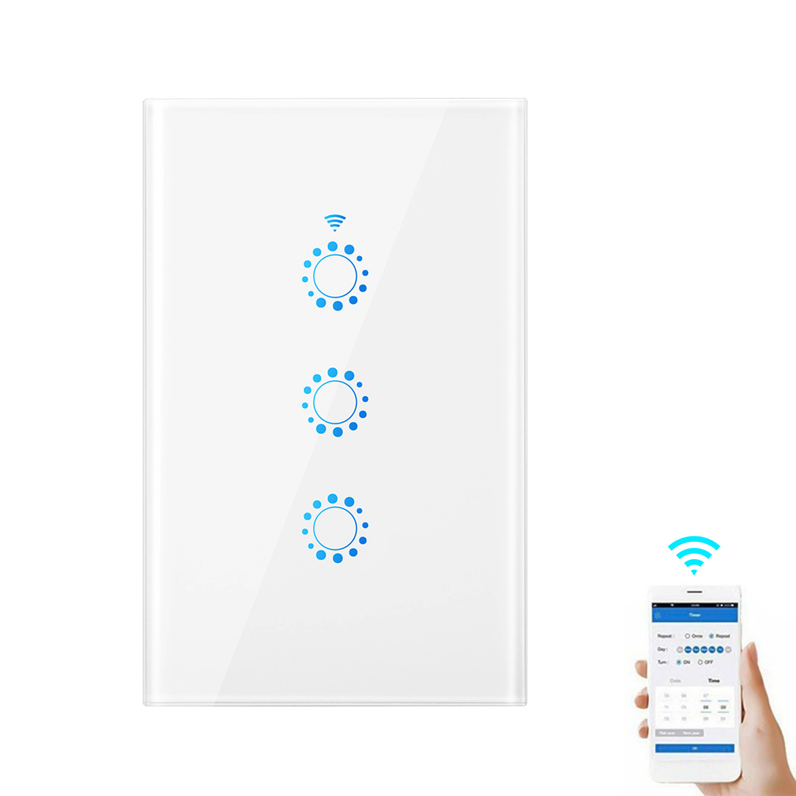 Intelligenter Wlan-lichtschalter Mit Sprachsteuerung, Fernbedienung, Touch-bedienung, Kompatibel Mit Alexa, Timer, Countdown-timer, Neutralleiter Erforderlich, Kein Hub Erforderlich, 95–250 V