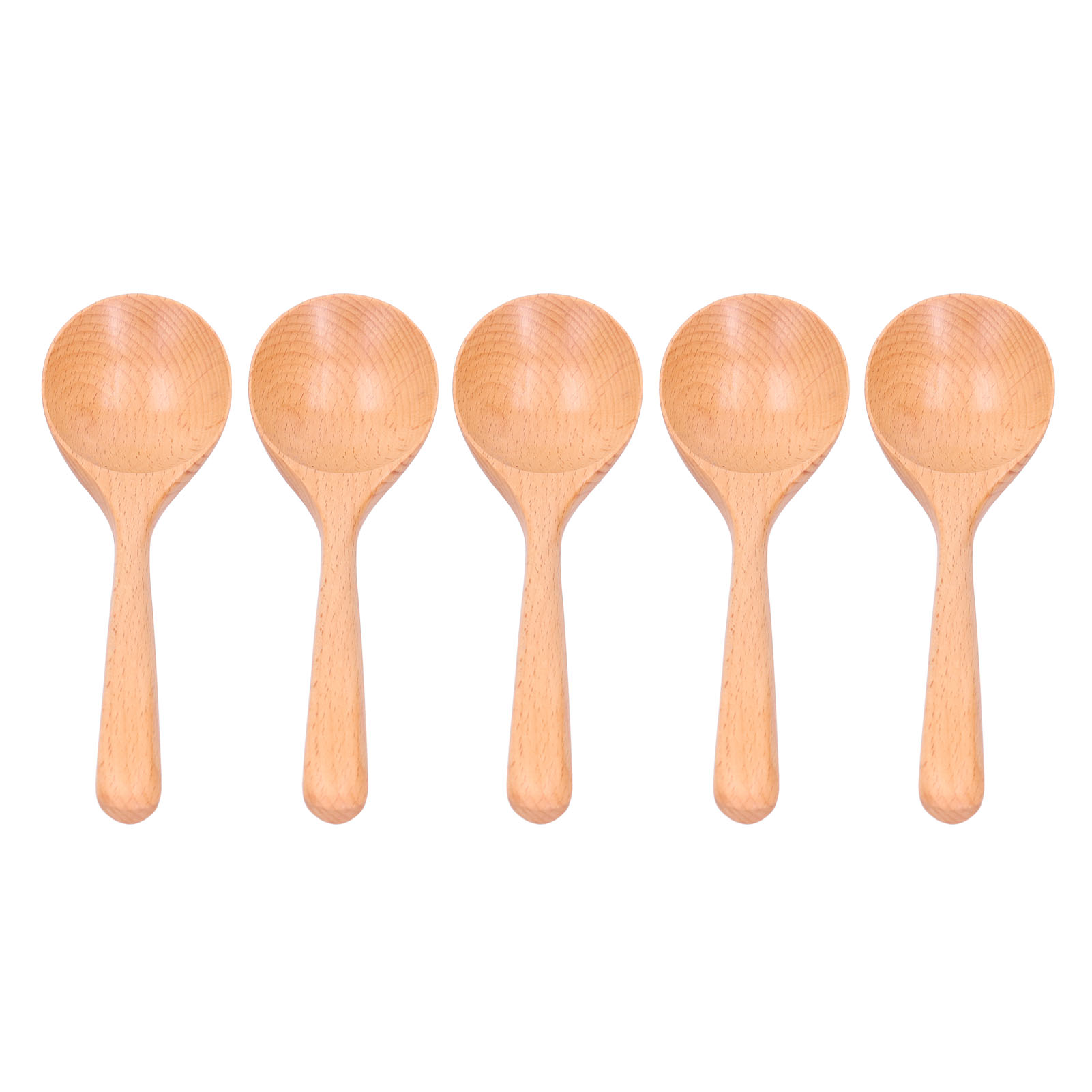 Set Aus 5 Buchenholzlöffeln Mit Langen Griffen, Suppenlöffel Zum Mischen Und Umrühren, Küchenutensil, Naturholzfarbe, 20 X 6 Cm