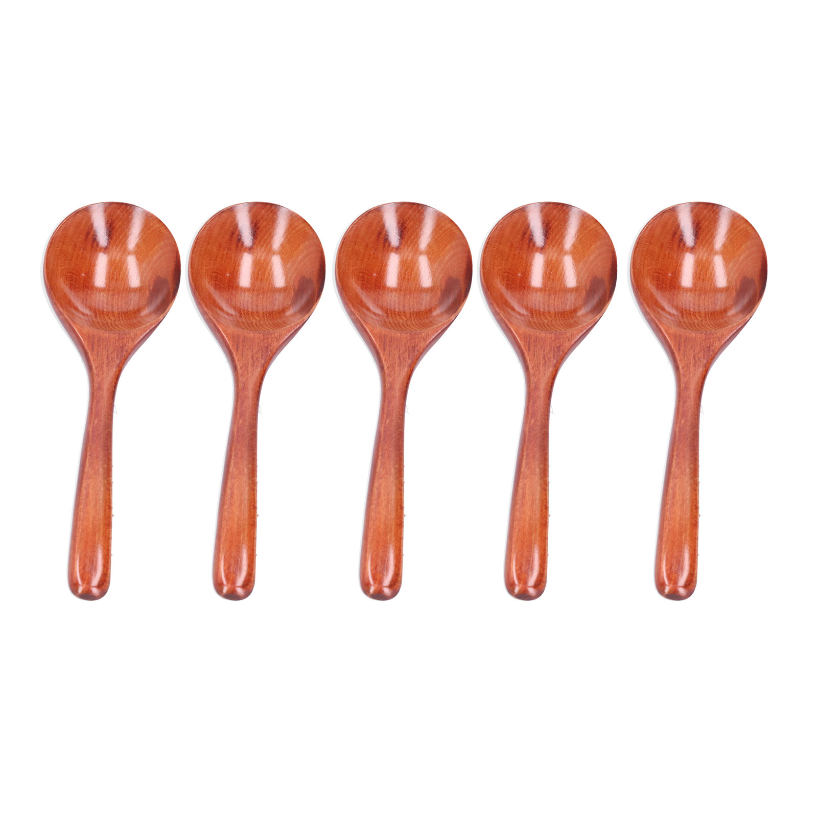 Set Aus 5 Buchenholzlöffeln Mit Langen Griffen, Suppenlöffel Zum Mischen Und Umrühren, Küchenutensil, Dunkle Farbe