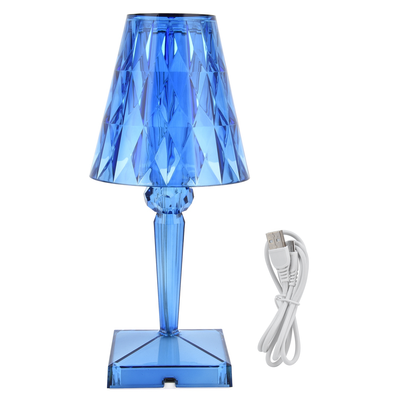Led-tischleuchte Mit Kristallprisma, Klar, Dimmbar, Usb-aufladbar, Für Innenbeleuchtung, Blau