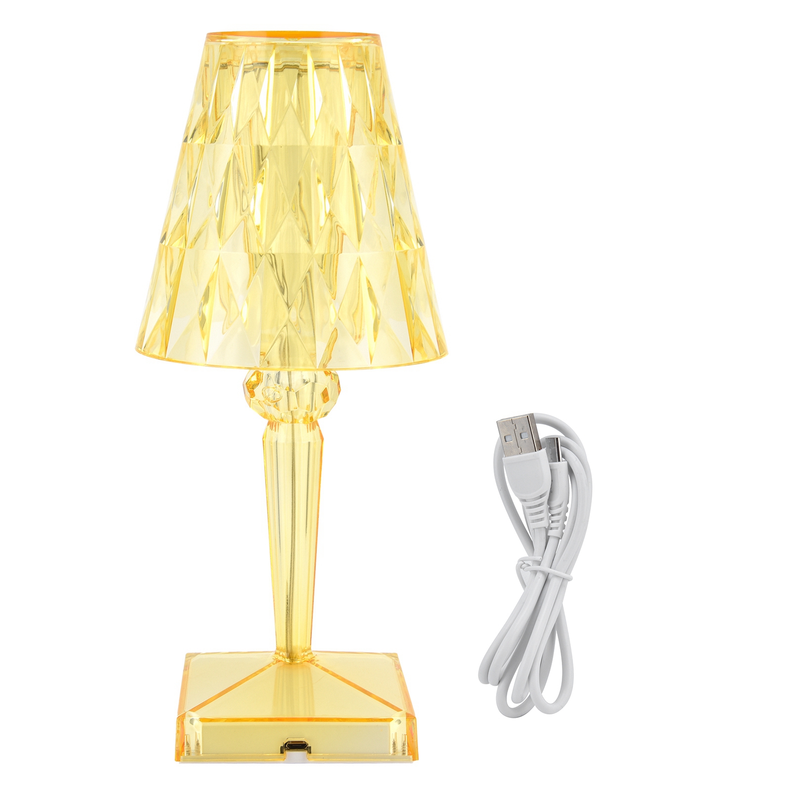Kristall-led-prismen-tischleuchte, Transparent, Dimmbar, Usb-aufladbar, Innenbeleuchtung, Gelb