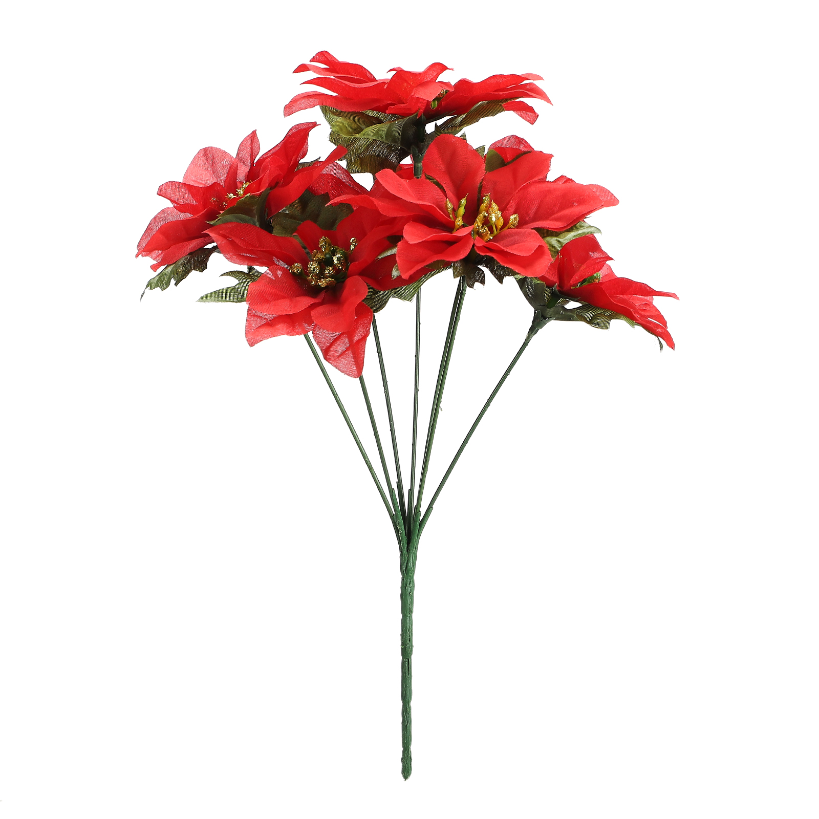 Set Mit 10 Künstlichen Weihnachtssternen, 35 Cm Hoch, 7 Blütenköpfe, 10 Cm Durchmesser, Aus Schaumstoff, Für Hochzeiten, Bühnen- Und Wohnzimmerdekoration, Rot