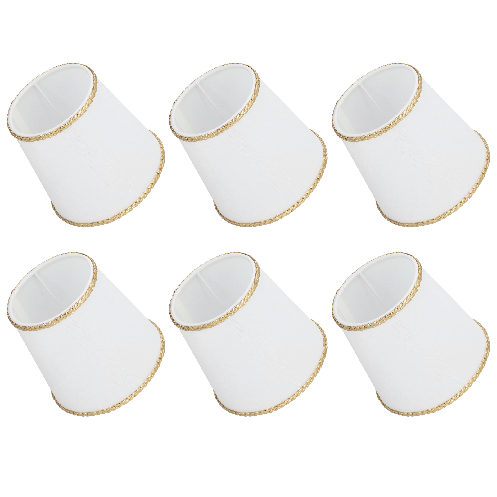 Set Mit 6 Aufsteckbaren E14-stofflampenschirmen Für Die Dekoration Von Zuhause, Hotel, Flur Oder Büro, Weiß Px135, Ø 11,7/15,5 Cm, H 14 Cm