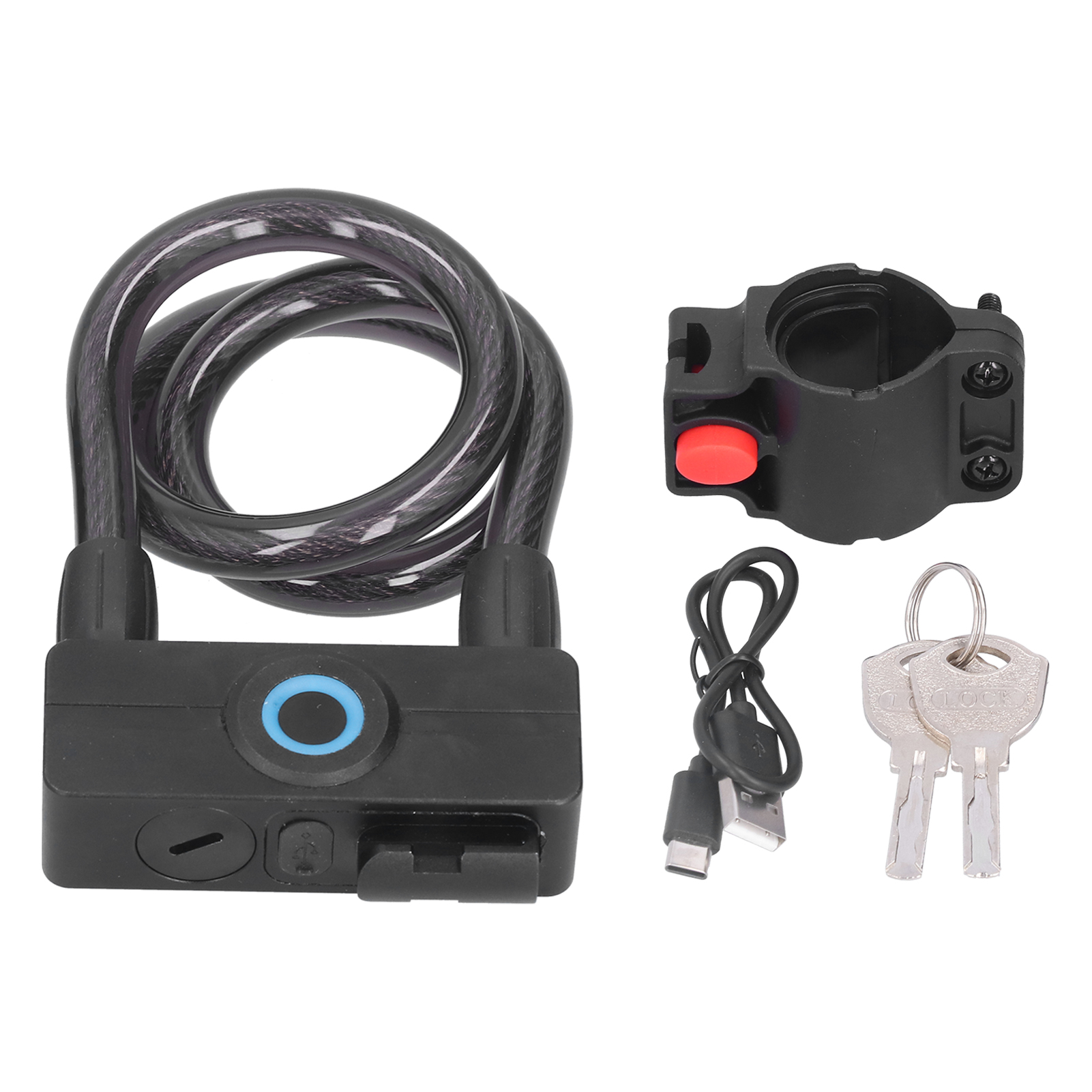 Tragbares Biometrisches Diebstahlsicherungs-kettenschloss Mit 3,7-v-lithiumbatterie Und Bluetooth-verbindung Für Fahrräder, Motorräder Und Mountainbikes