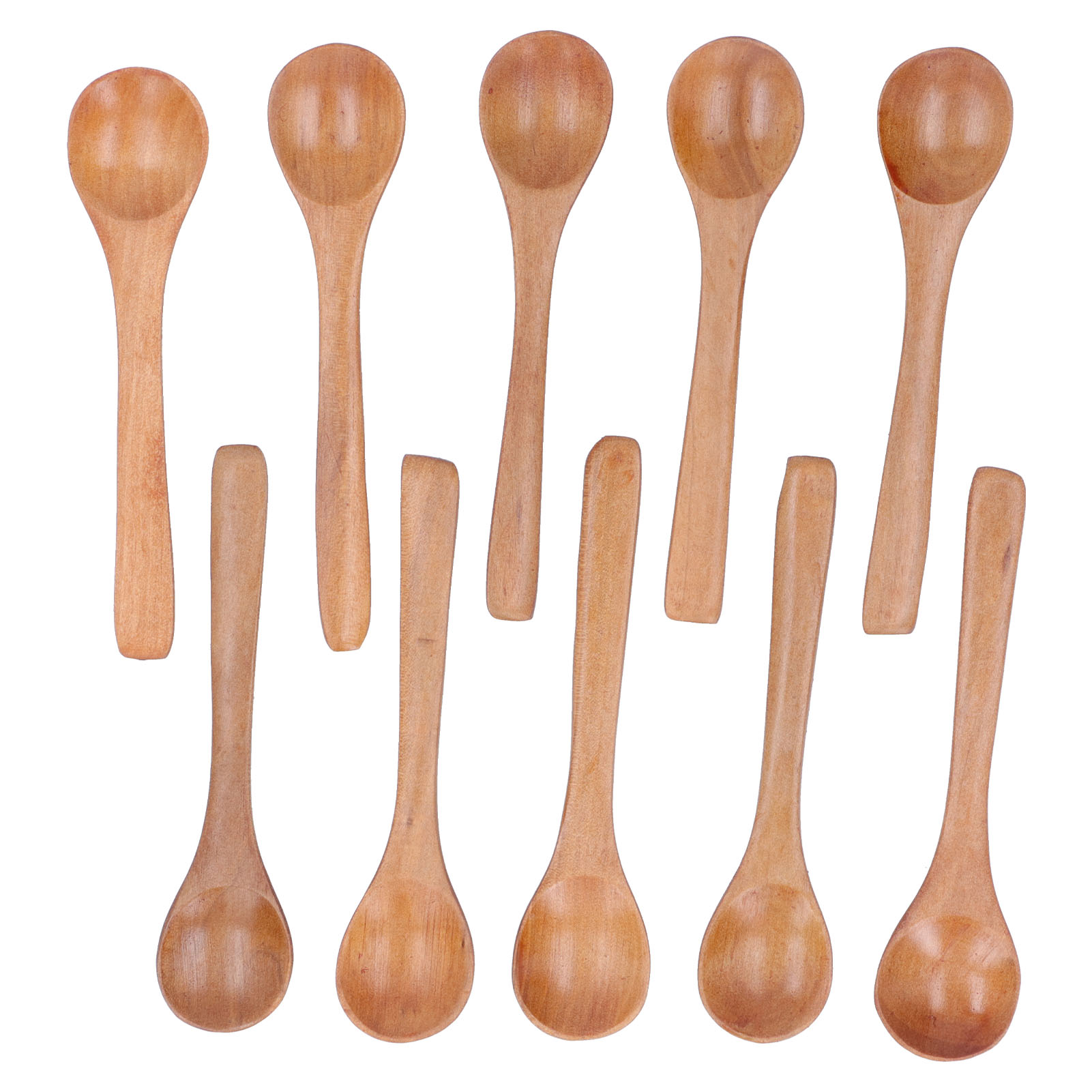 Set Mit 10 Kleinen Runden Holzlöffeln Mit Langen Griffen Zum Kochen Und Würzen Für Kinder, 13 X 3 Cm