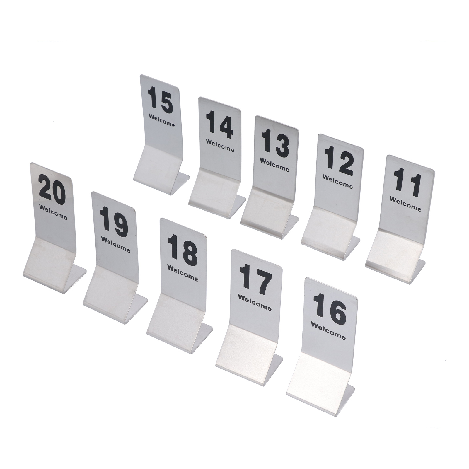 10 Doppelseitige Tischkarten Aus Edelstahl, Platzkarten, Nummern 1120