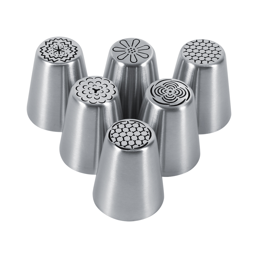 Set Mit 6 Edelstahl-spritztüllen In Blumenform Zum Dekorieren Von Kuchen, Cupcakes, Keksen, Diy-backzubehör