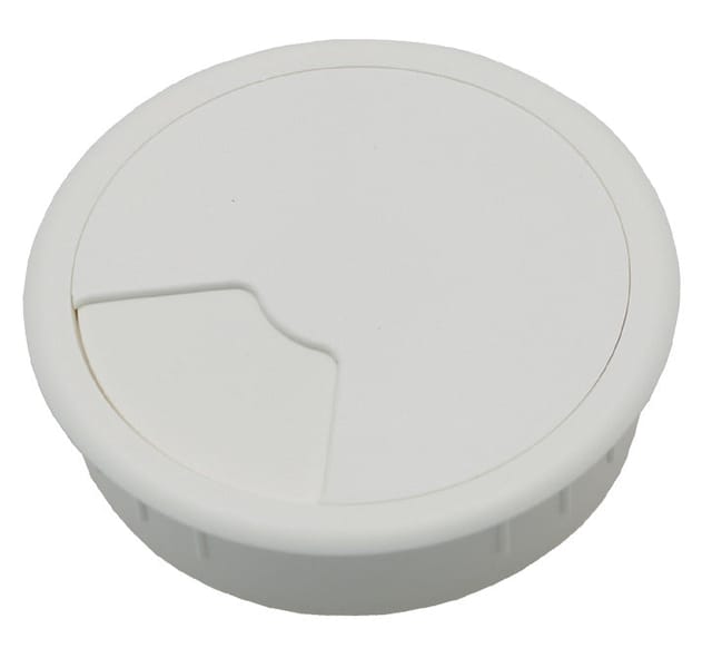 80mm Weißer Kunststoff Kabeldurchführung Für Schreibtisch - 49.80.025 [2 Stück]