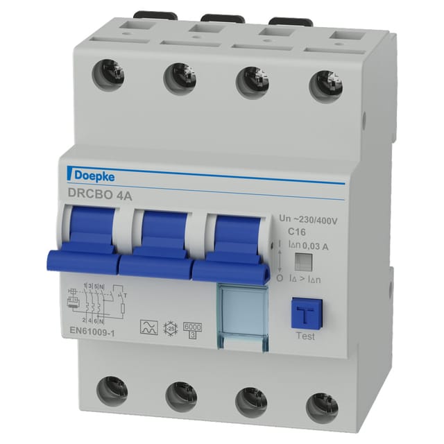Doepke RCCB Fehlerstromschutzschalter C16 30mA 3P+N Typ A - 09945124