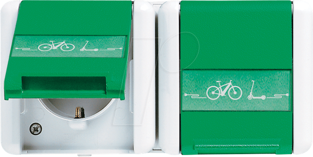 Jung Wg800 Dual E-Bike Ladebuchse Grün Ip44 (Europäische Steckdose) - 8220Gnnaweb