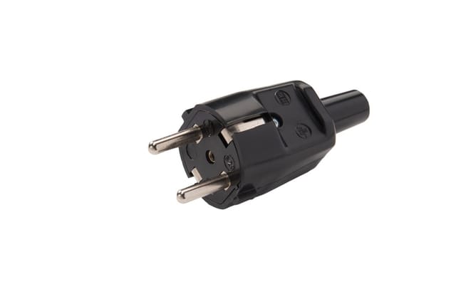 Pvc Typ F Stromstecker Mit Zugentlastung 250V 16A Schwarz - 520/SW [5 Stück]