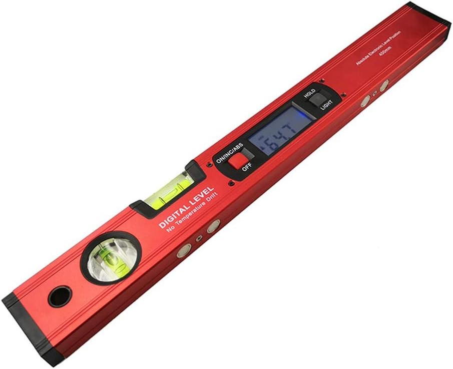 Digitaler Winkelmesser, Winkelmessgerät, 360 Grad Mit Magnet, 400 Mm, Rot, Material: Aluminiumlegierung.