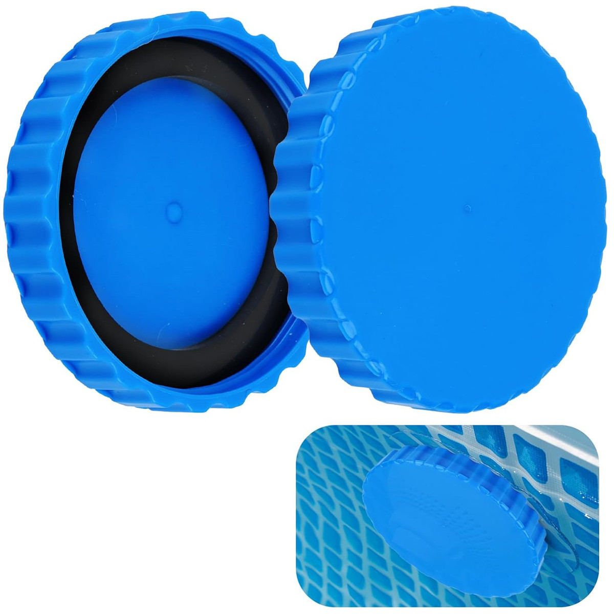 Winter-poolstopfen Mit Passenden Dichtungsringen, Wasserdicht Und Frostsicher, Geeignet Für Schwimmbecken, 2 Stück (blau).
