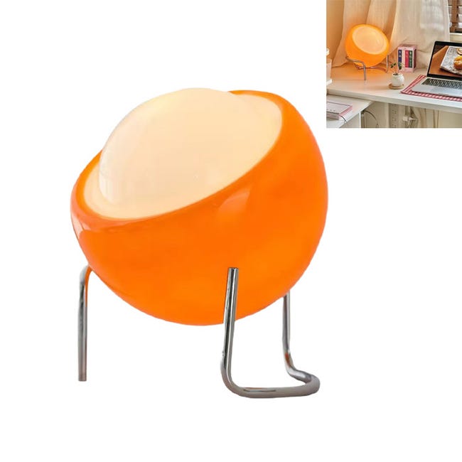 Nachttischlampe, Kreatives Nachtlicht, Orangefarbene Kristall-tischlampe, Usb-stecker, Dreifarbiges Licht, Wohnzimmerdekoration.